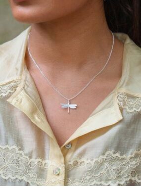 Alex Monroe x Liberty of London Dragonfly Pendant Necklace - Silver